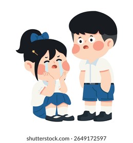 Cartoon Girl Crying with Friend Consoling Her student