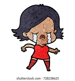 cartoon girl crying and pointing