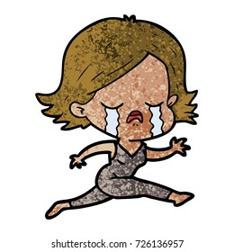 cartoon girl crying whilst running