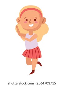 cartoon girl dancing music isolated