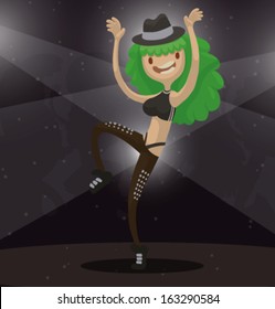 Cartoon girl dancing, vector
