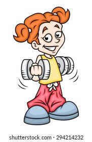 Cartoon Girl Doing Exercise