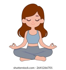 Cartoon Girl Doing Yoga Simple Design Icon Digital Source