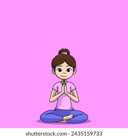 cartoon girl doing yoga  therapy vector illustration