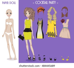 cartoon girl doll with clothes for changes
