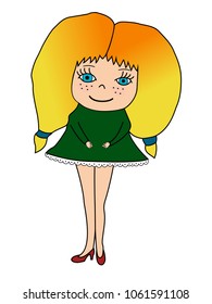 Cartoon girl. Doodle girl