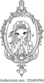 cartoon girl doodle kawaii anime coloring page cute illustration drawing clipart character chibi manga comics