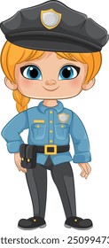 Garota de desenhos animados vestida de policial