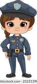 Garota de desenhos animados vestida de policial