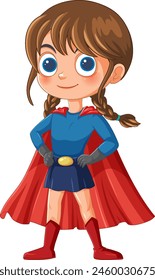 Cartoon of a girl dressed as a superhero