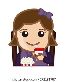 Cartoon Girl Drinking Cola