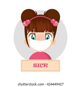 Cartoon girl expresses emotions. Virus.Vector