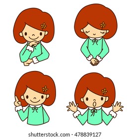 cartoon girl face set. vector illustration.