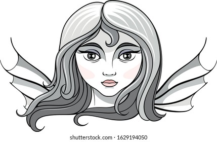 cartoon girl face, simple vector illustration