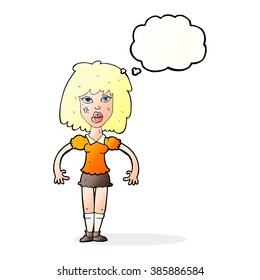 cartoon girl fight with thought bubble