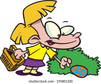 cartoon girl finding an easter egg