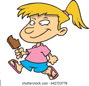 cartoon girl with a frozen treat