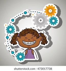 cartoon girl gears icon vector illustration design