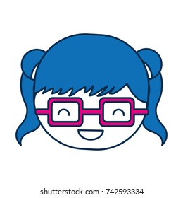 cartoon girl with glasses icon 