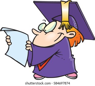 cartoon girl in graduation gown