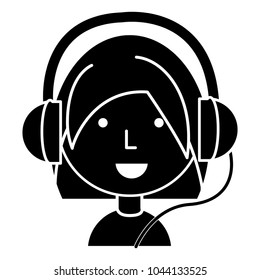 Cartoon girl with headphones