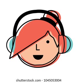 Cartoon girl with headphones