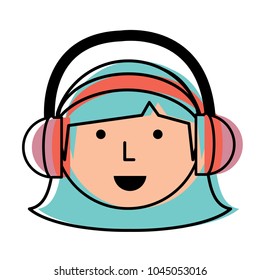 Cartoon girl with headphones