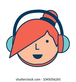 Cartoon girl with headphones