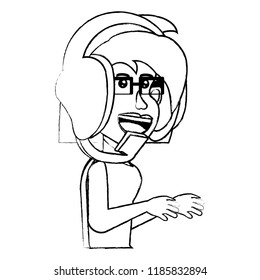 cartoon girl and headset