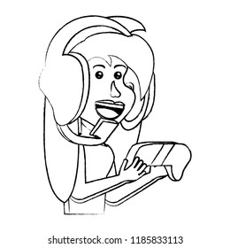 cartoon girl and headset