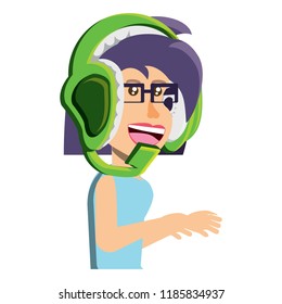 cartoon girl and headset