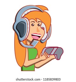 cartoon girl and headset