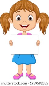 Cartoon girl holding blank paper