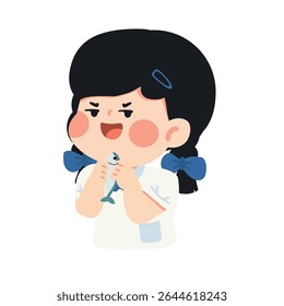 Cartoon Girl Holding a Fish Illustration student
