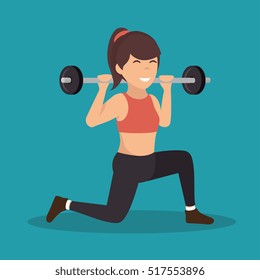cartoon girl holding weight gym