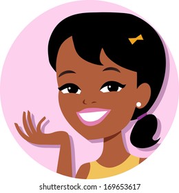 Cartoon Girl Icon Avatar Portrait Illustration