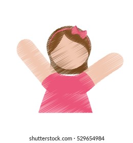 cartoon girl icon over white background. colorful and sketch design. vector illustration