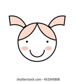 cartoon girl icon smiling fun, vector illustration