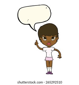 cartoon girl with idea with speech bubble