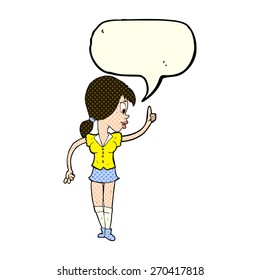 cartoon girl with idea with speech bubble