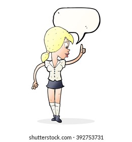 cartoon girl with idea with speech bubble