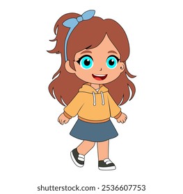 Cartoon Girl Kids Vector Illustration