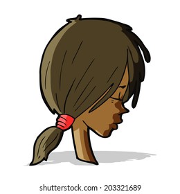 cartoon girl looking thoughtful