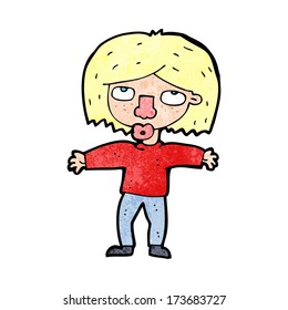cartoon girl looking upwards
