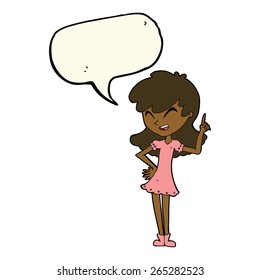 cartoon girl making point with speech bubble
