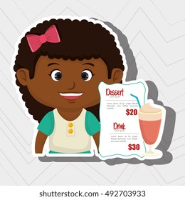 cartoon girl menu food drink