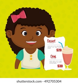 cartoon girl menu food drink