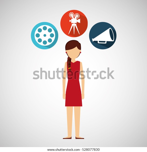 Cartoon Girl Movie Icons Vector Illustration Stock Vector (Royalty Free