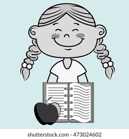 cartoon girl notebook icon vector illustration design eps 10