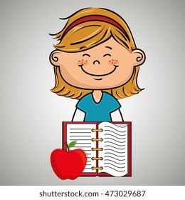 cartoon girl notebook icon vector illustration design eps 10